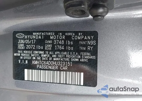 2017 Hyundai Veloster Value Edition from USA, damaged, VIN KMHTC6AD0HU323151